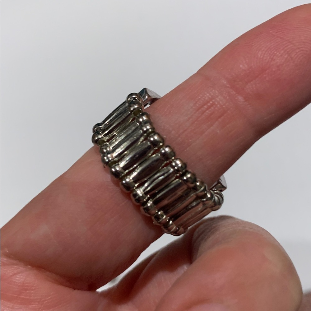 Paparazzi faux white howlight stone wire cuff bracelet, ring w stretchy fit 6-9 - Picture 5 of 6